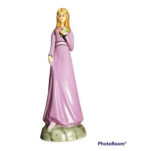 Vintage Ceramic Hand Made Elegant Lady in Purple Long Hair Dated 11/29/81 by Lou
